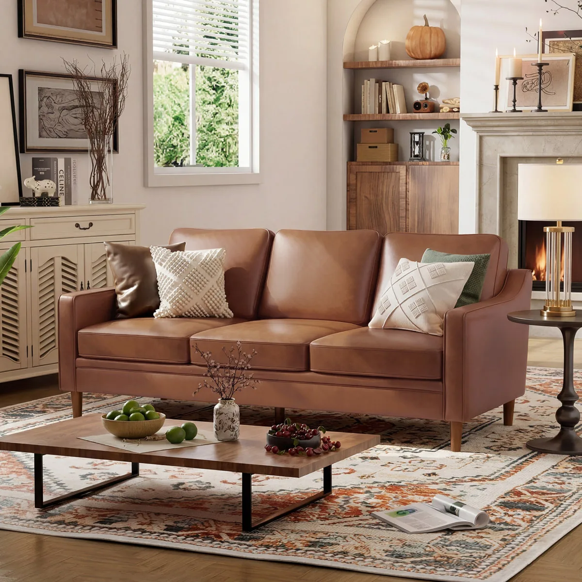 Barton 80.31'' Faux Leather Square Arm Sofa (Ebern Designs)