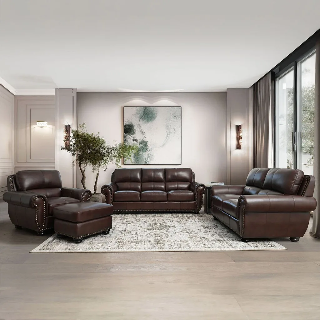 Abbyson Austin Leather Collection Sofa (4-Piece Set)