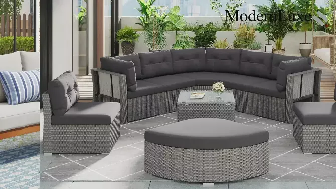 ModernLuxe 110" Curved Modular Sectional Camel