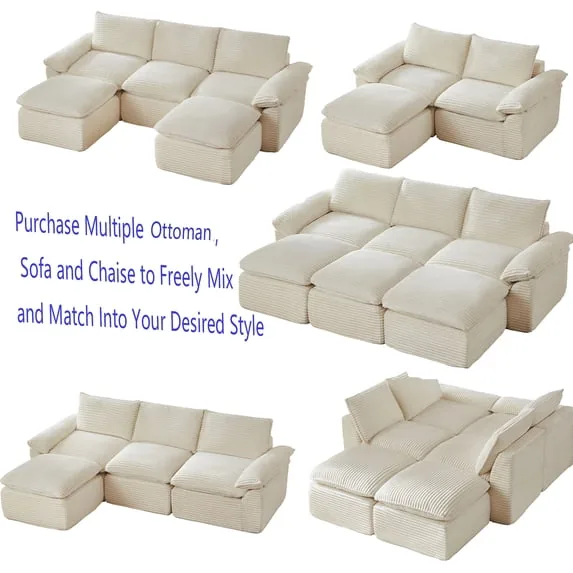 Miniyam 80" x 39" Corduroy Cloud Sofa 2-Seat