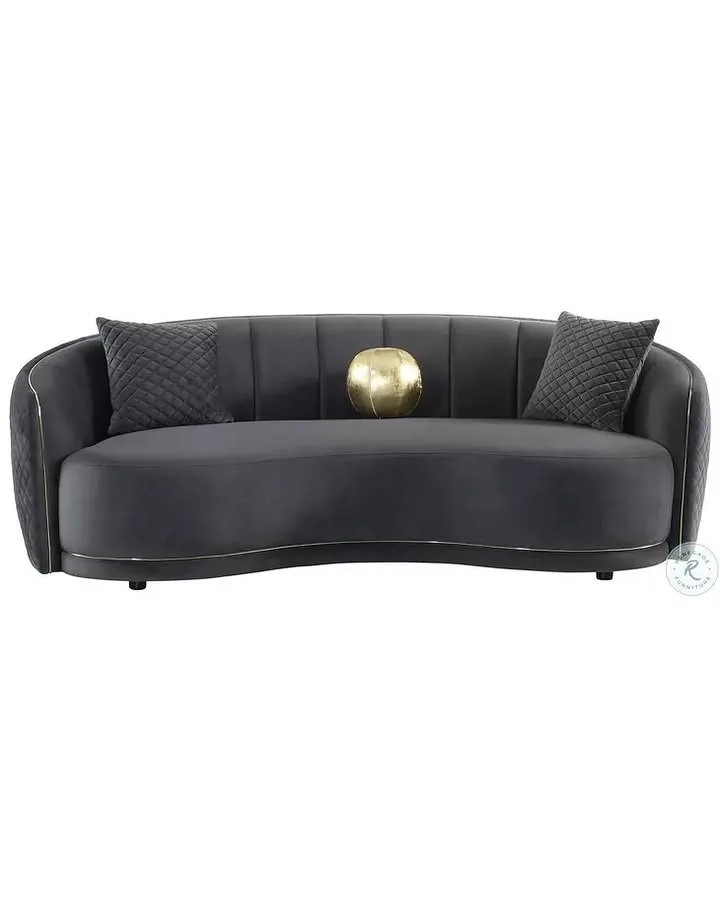 Brookside Dark Gray Velvet Curved 92" Sofa