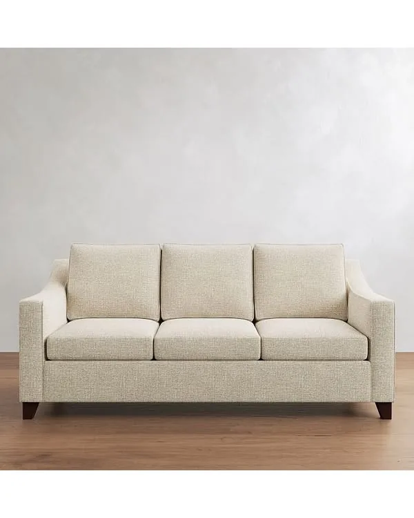 Cameron Slope Arm Upholstered Sofa 86" 3X3, Polyester Wrapped Cushions, Basketweave Slub Oatmeal