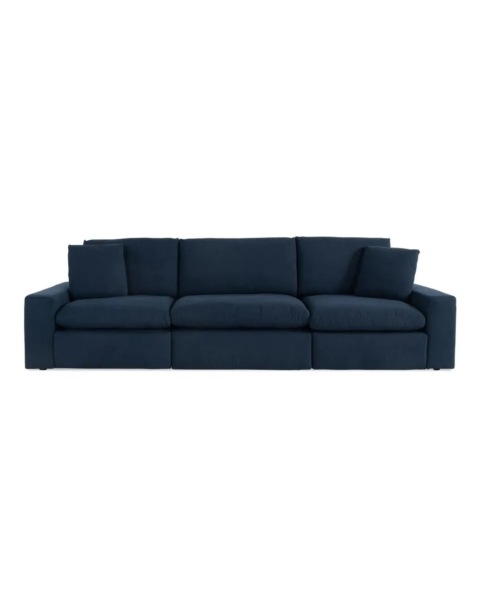 Dream Navy 131'' Power Reclining Modular Sofa with Power Headrest with 3 Recliners