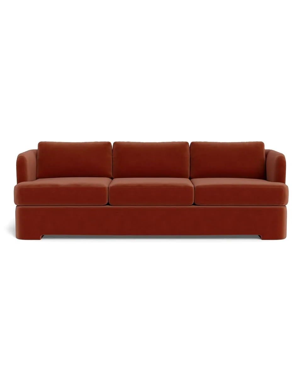 Sydney Custom 3-Seat Sofa in Rust Performance Velvet, 103" - Customize Color, Size & More