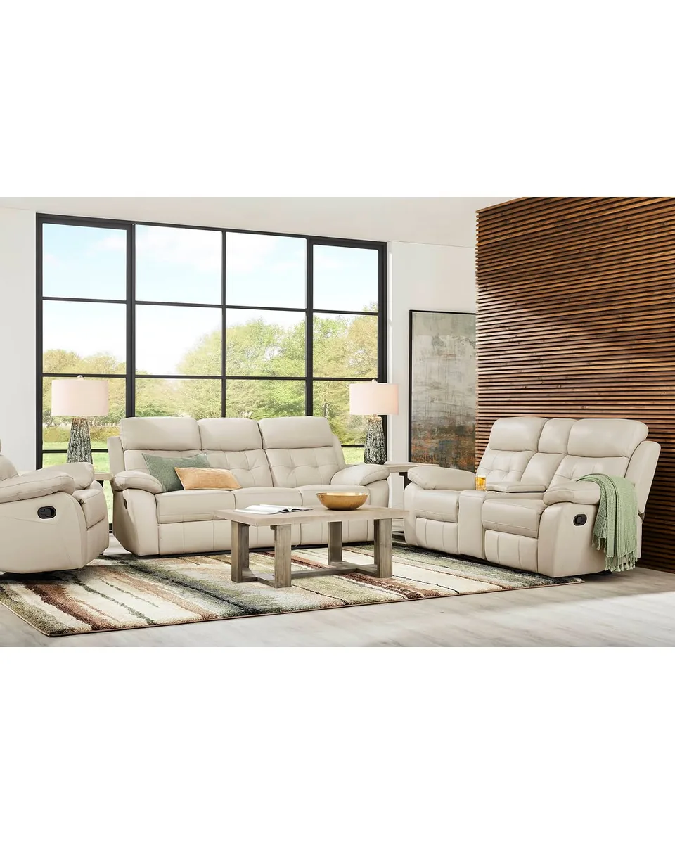 Antonin Beige Leather 8 Pc Reclining Living Room