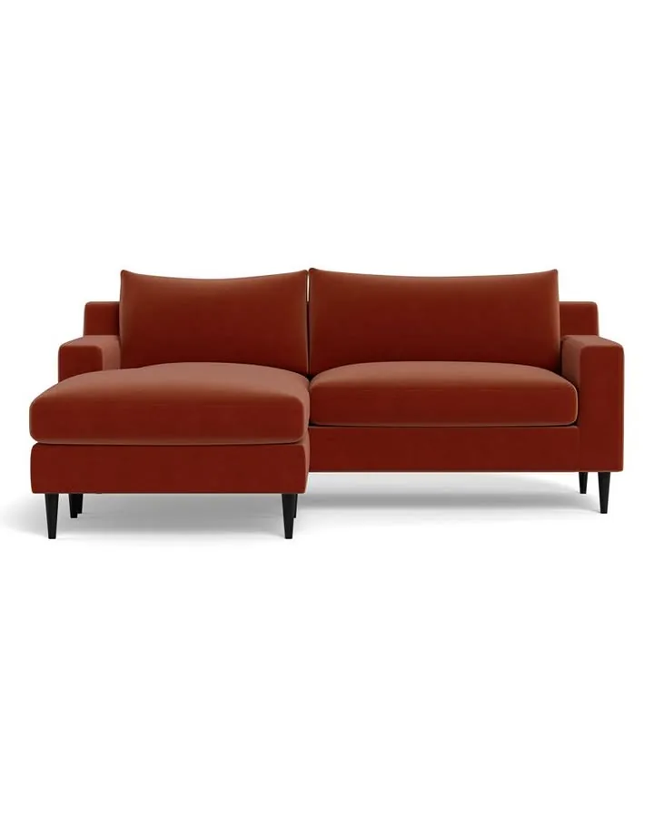 Sloan Custom 2-Seat Reversible Chaise Sectional in Rust Performance Velvet, Painted Black, 75" - Customize Color, Size & More