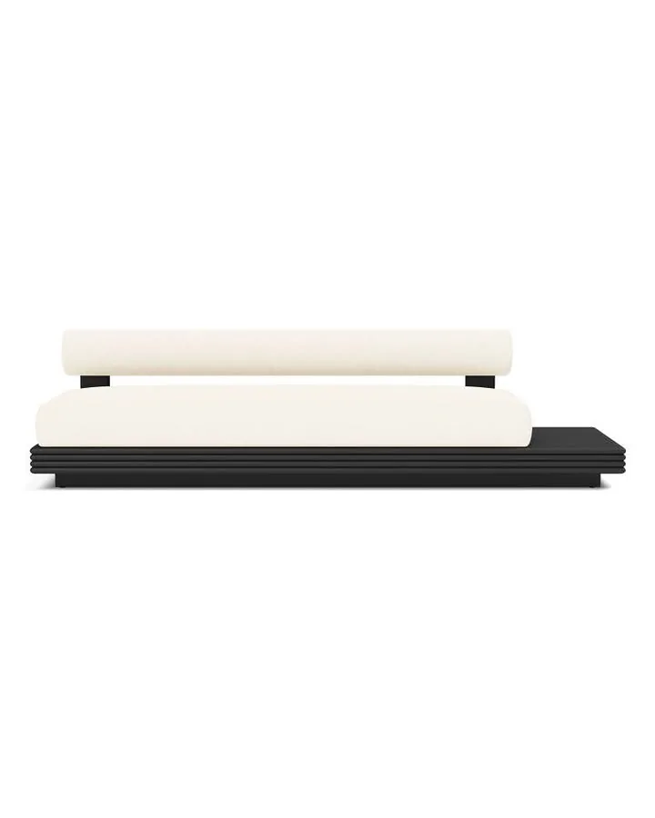 Collins Aluminum 3 Seat Armless Sofa + Table Right (Aluminum Asteroid / Riviera Ivory)