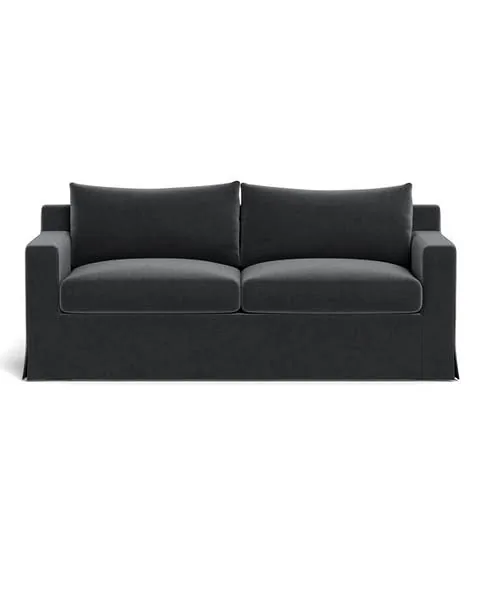 Sloan Custom Slipcovered Sleeper Sofa in Slate Performance Vintage Velvet, Natural Oak - Customize Color, Size & More