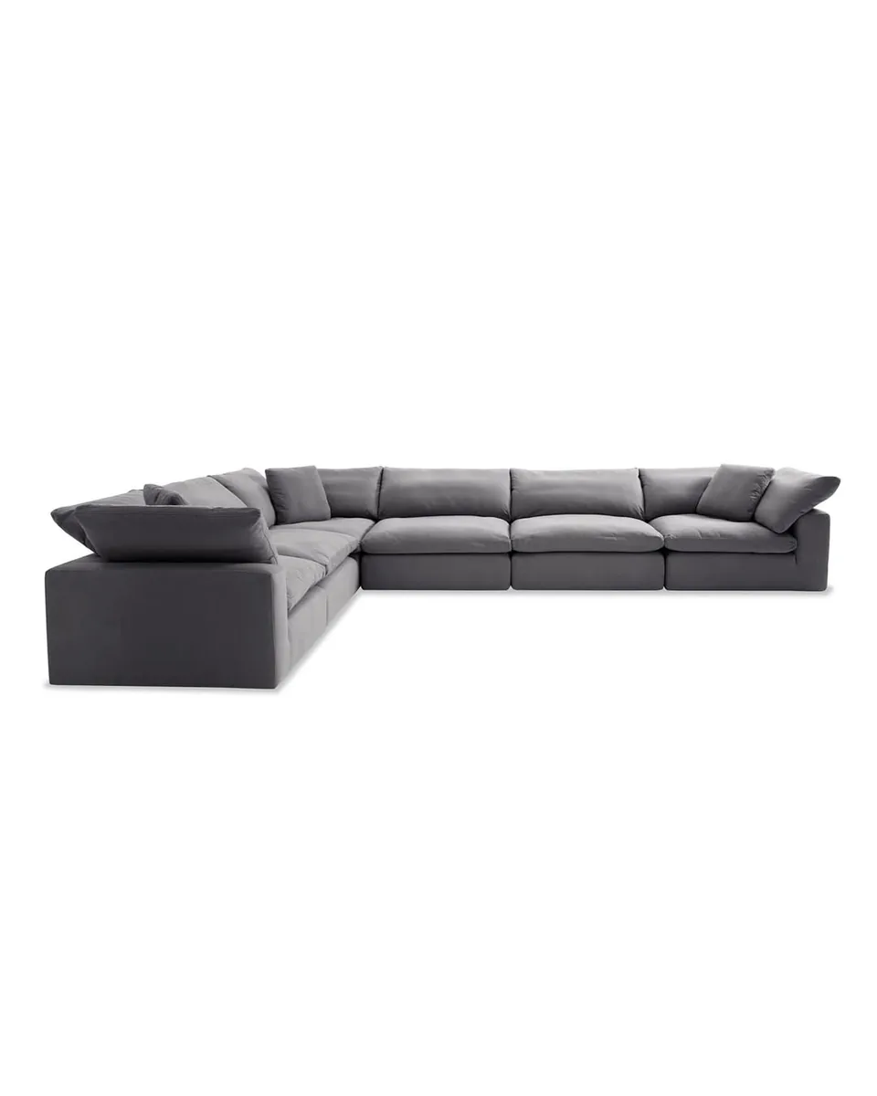 Dream Gray 174'' 6 Piece Modular Sectional with 3 Armless Chairs, 3 Corners