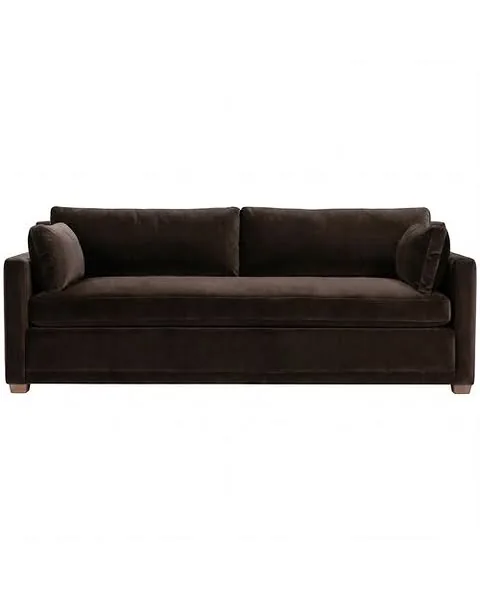 Ellery Velvet Bench-Seat Sofa | Couch, Settee - Brown - Comfortable, Durable | Couch, Sofa, Settee