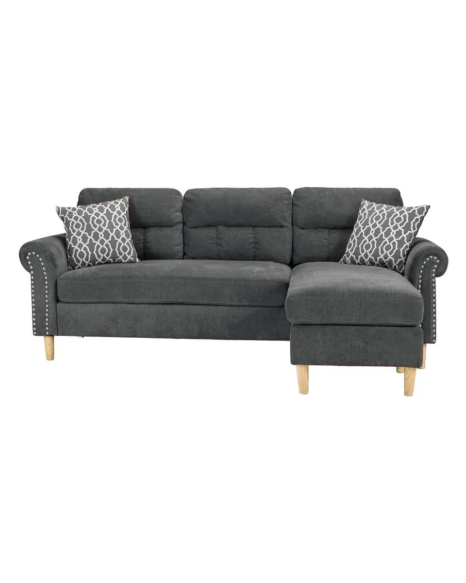 F6447 Davis 2-PC Sectional W/2 Accent Pillow - Grey