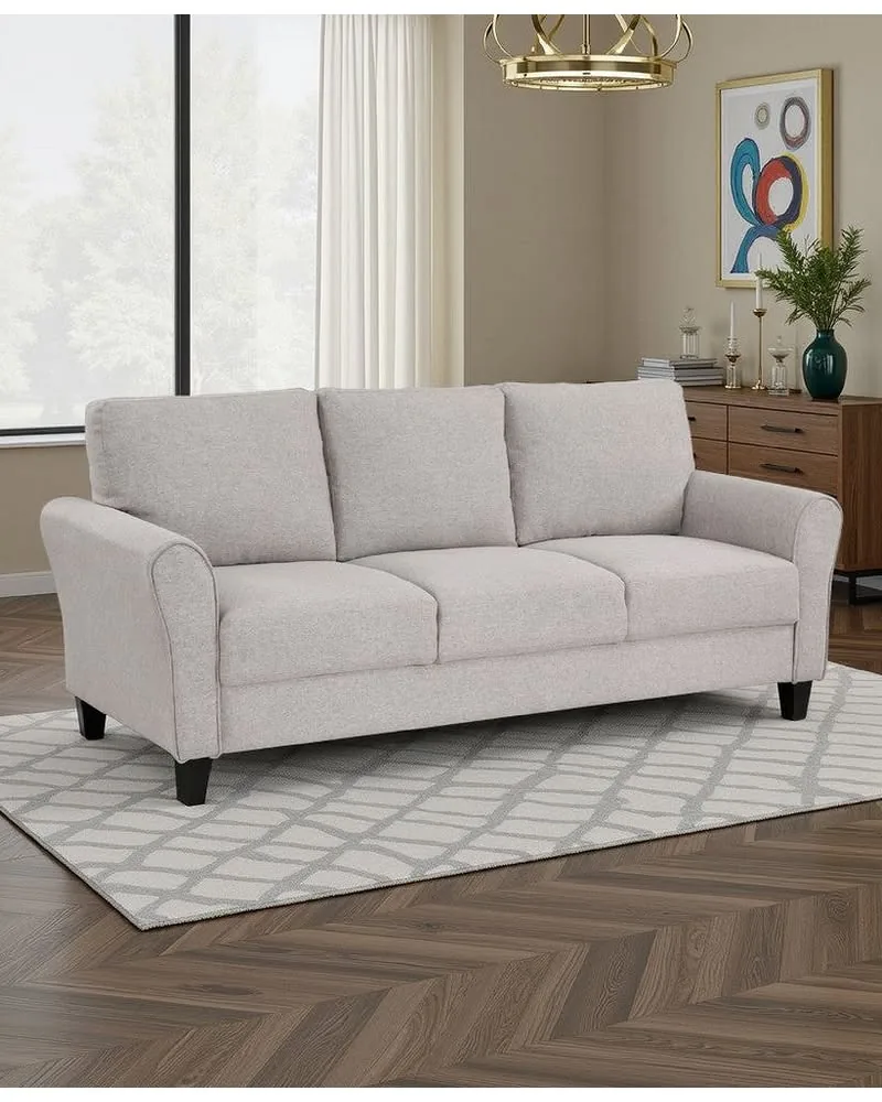 Leroi Sofa, 81 Inch, Gray Fabric and Round Flared Armrests -BM336239