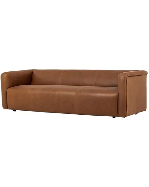 Shelly Leather Sofa - Palermo Cognac | Couch, Settee - Brown - Comfortable, Durable