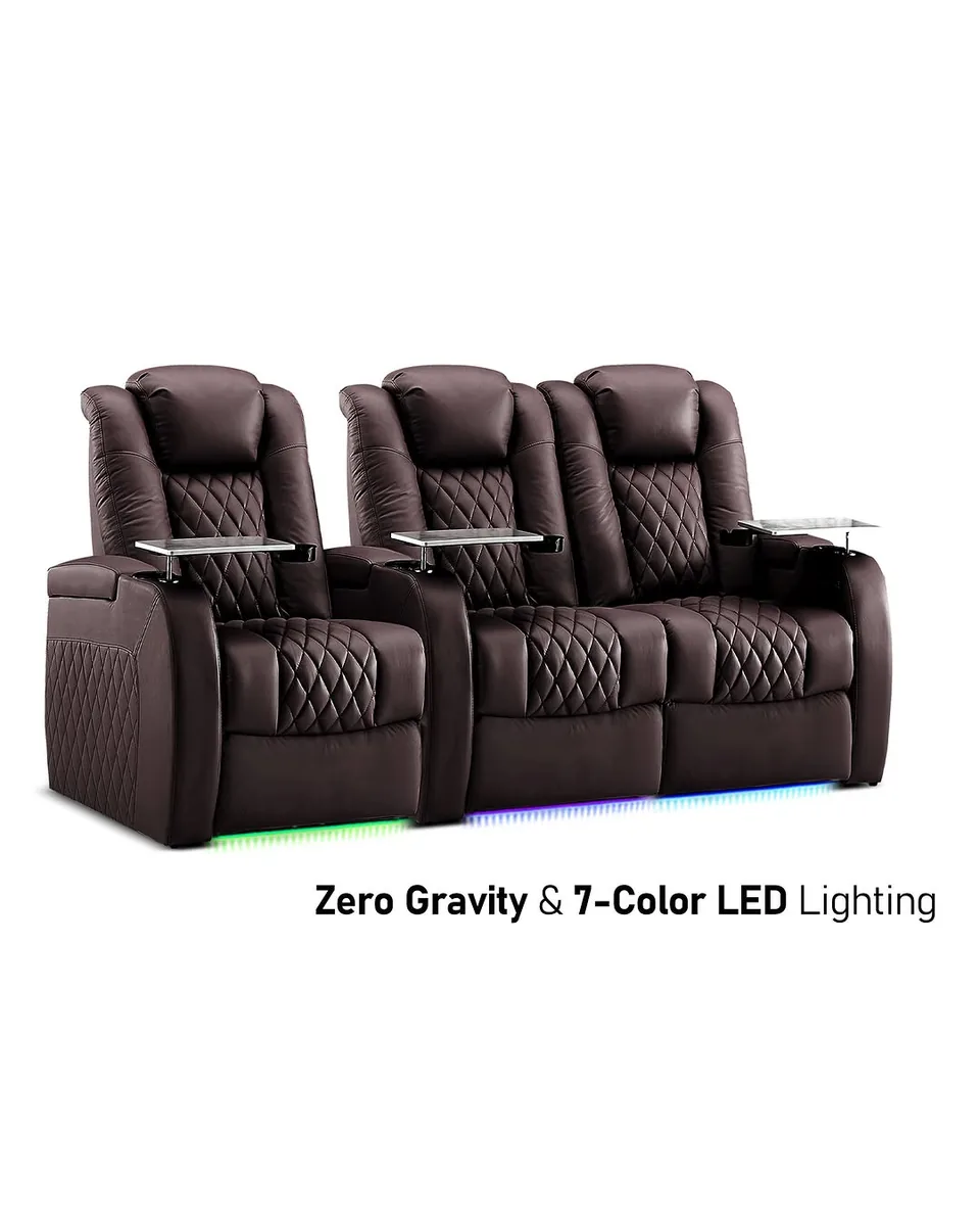 Weilianda 2026 Luxury Version 2.0 Three-Piece Home Theater Seating | Zero Gravity Recline & Ambient Lighting Sofa