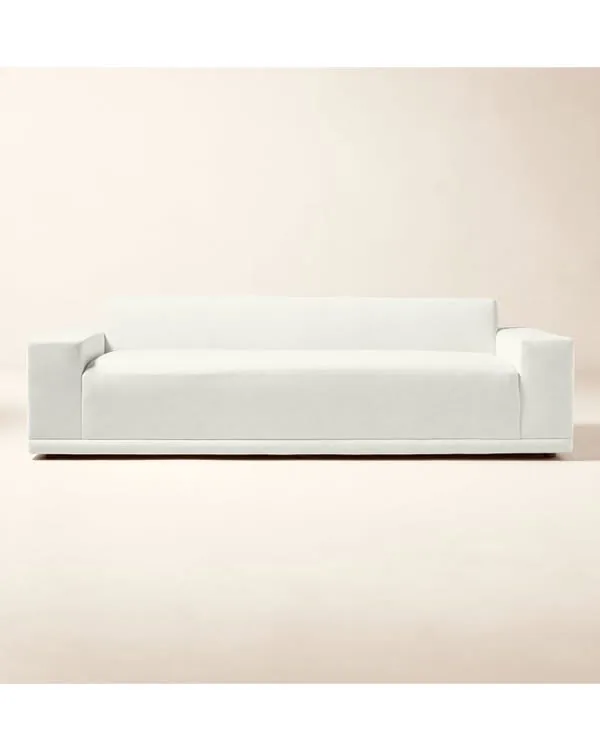 Faible 99" White Performance Chenille Deep Depth Fabric Sofa