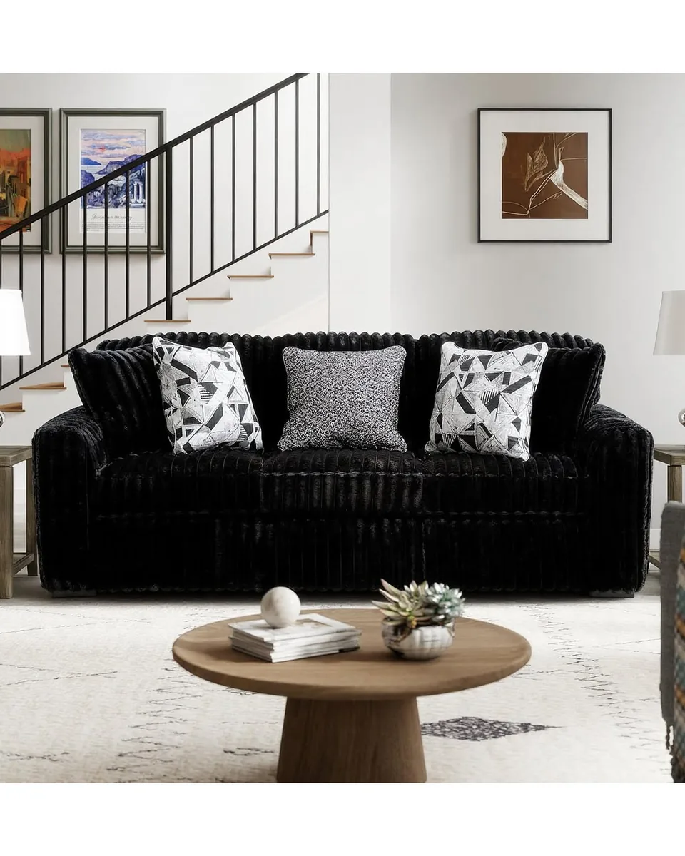 Roundhill Furniture Solenne Living Room Collection, Oversized Sofa, Loveseat, Chair and a Half, and Ottoman with Jumbo Corduroy Upholstery, Reversible Cushions