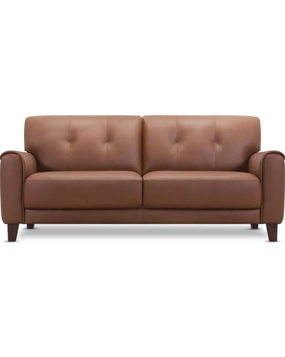 Ashlinn 82" 2 Seat Leather Sofa, Exclusively at Macy's - Caramel