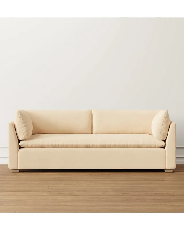 Laguna Classic 2x1 91in Sofa, Down, Performance Velvet Blend, Sand, Natural