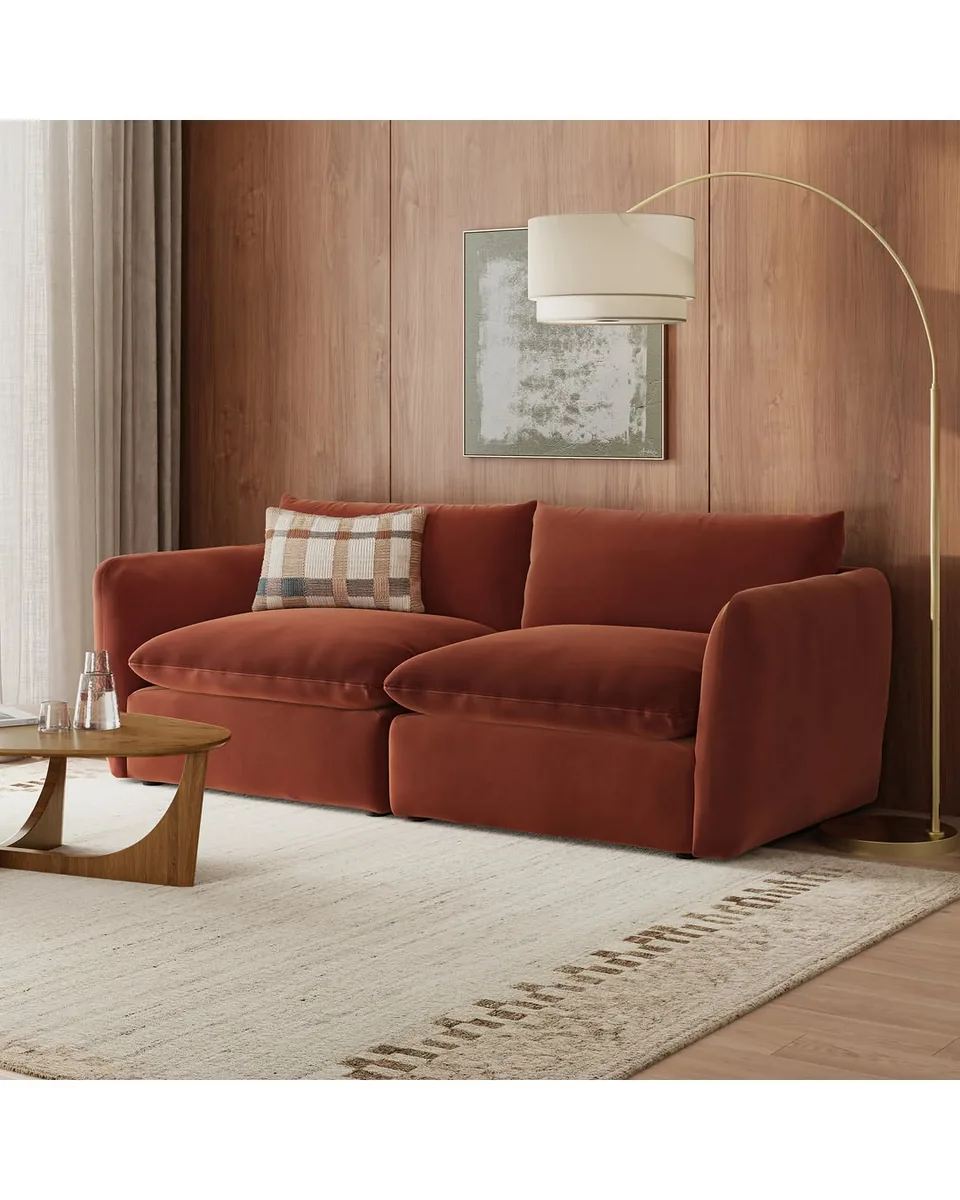 Leigh 92" Velvet Modular Sofa - Hale Rust