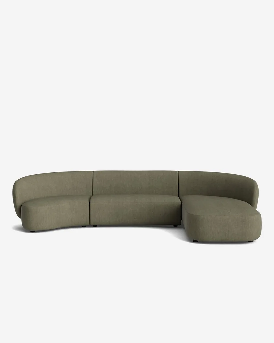 Claret Modular Chaise Sectional Sofa, Sage Linen Weave