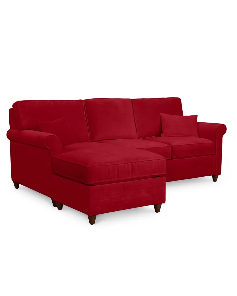 Lidia 82" Fabric 2-Pc. Reversible Chaise Sectional Sofa with Storage Ottoman - Custom Colors, Created for Macy's - Gypsy Scarlet Red