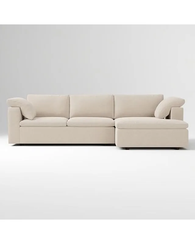 Harmony Modular 122" Right Multi Seat 2-Piece Chaise Sectional, Petite Depth, Performance Chenille Tweed, Sand