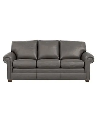 Conor Three-Seat Leather Sofa in Black/Blue/Brown, 87"w x 40"d x 38"h by ETHAN ALLEN
