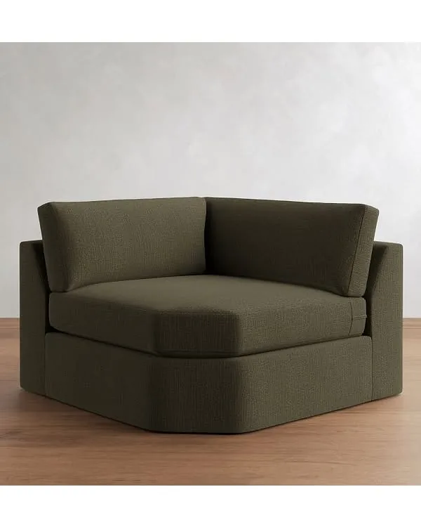 Carmel Slim Wedge Slipcover, Performance Casual Chenille Dark Moss