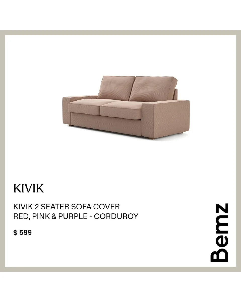 IKEA - Kivik 2 Seater Sofa Cover, Dusty Rose, Corduroy - Bemz