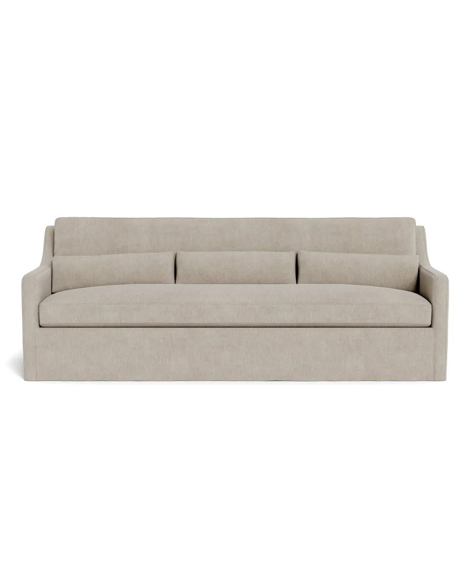 Ella Custom Slipcovered Sofa in Marble Performance Antimicrobial Chenille, Natural Oak, 80" - Customize Color, Size & More