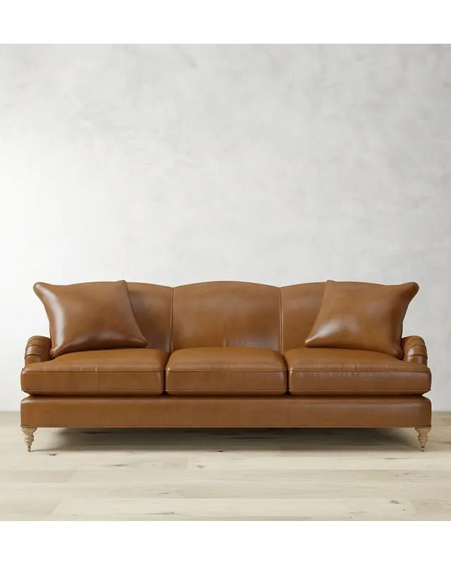 Bedford 87in Sofa, Down, Italian Distressed Leather, Saddle, Natural